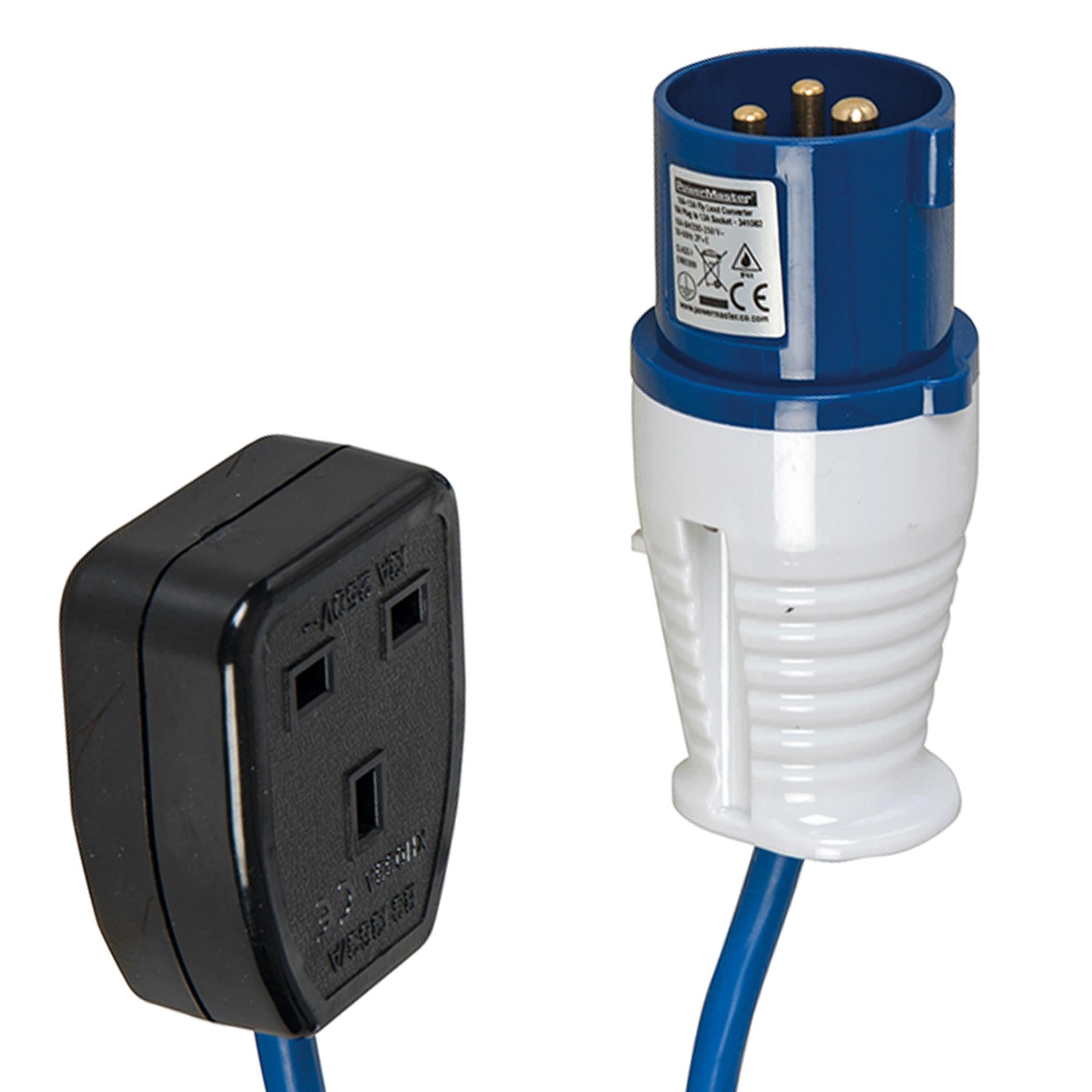 Socket Cable Fly Lead Converter 16A-13A Plug to Max 250V Socket