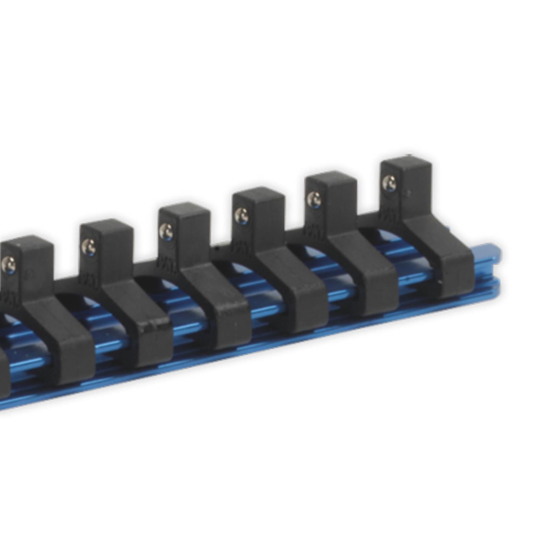 Sealey Socket Retaining Rail with 14 Clips Aluminium 1/4"Sq Drive