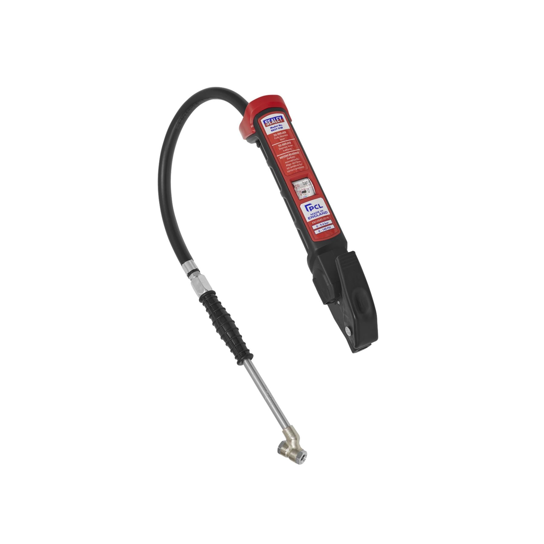 Sealey Premier Anodised Tyre Inflator with Twin Push-On Connector