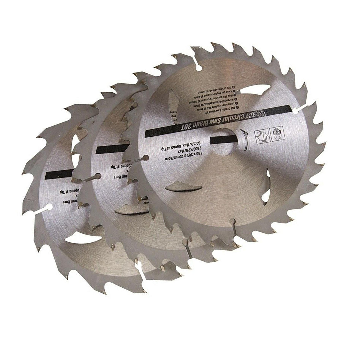 3 Piece TCT Circular Saw Blade Set 150 x 20 - 16, 12.75mm Rings