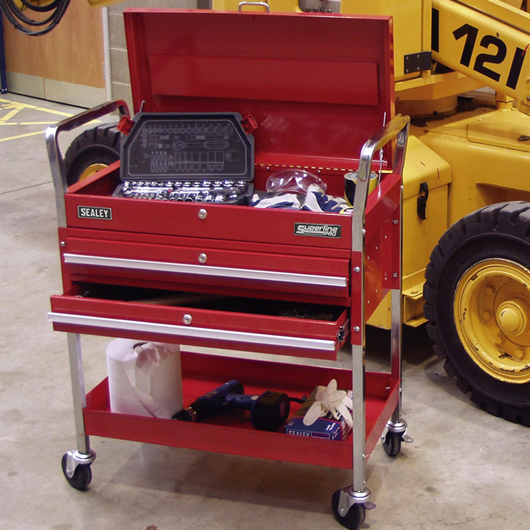 Sealey Trolley 2-Level Heavy-Duty with Lockable Top & 2 Drawers