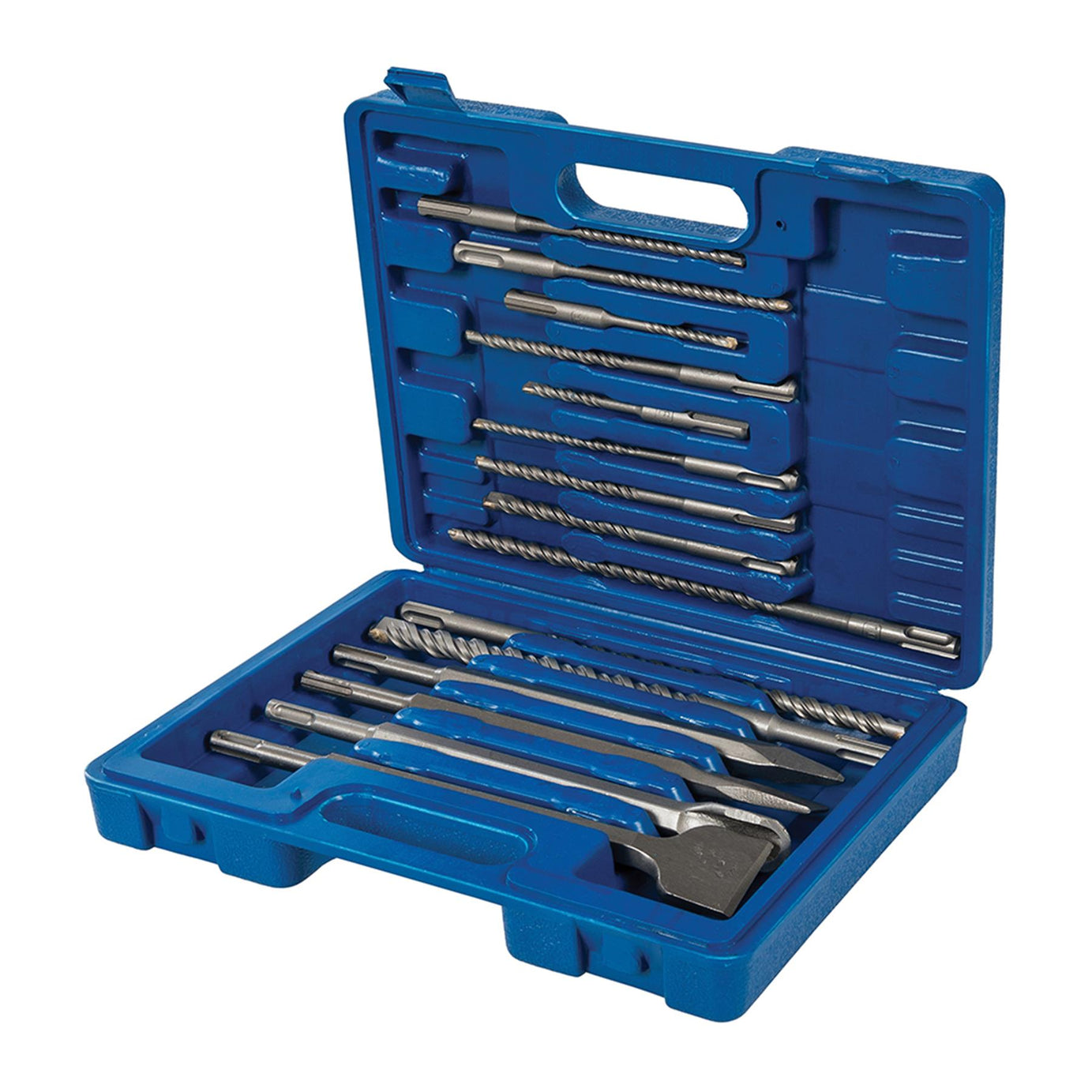 SDS Plus Masonry Drill Chisels Groove Steel Set 15Pce Sturdy Case 3Y Guarantee