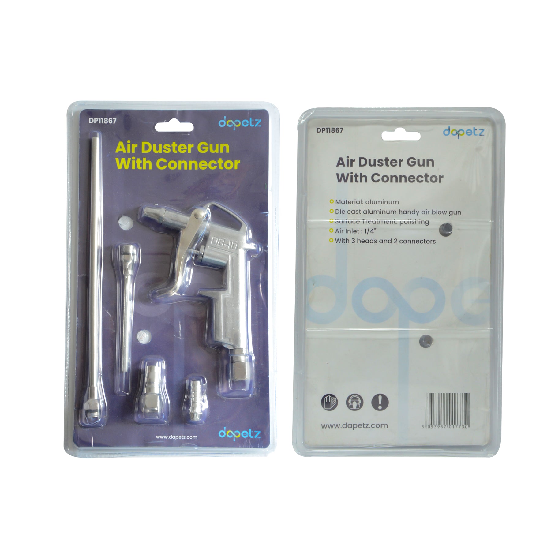 Air Compressor Duster Gun Compressed Air Blow Gun Tool 3 Heads, 2 connectors