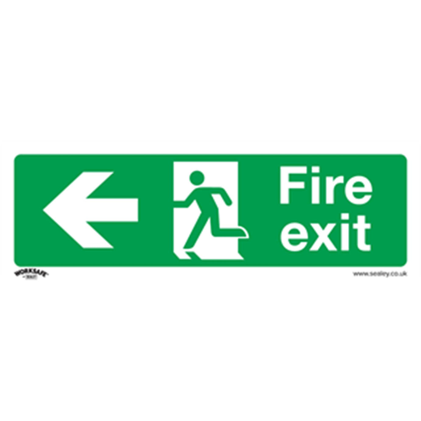 Safety Sign - Fire Exit (Left) - Rigid Plastic - Pack of 10. Sealey