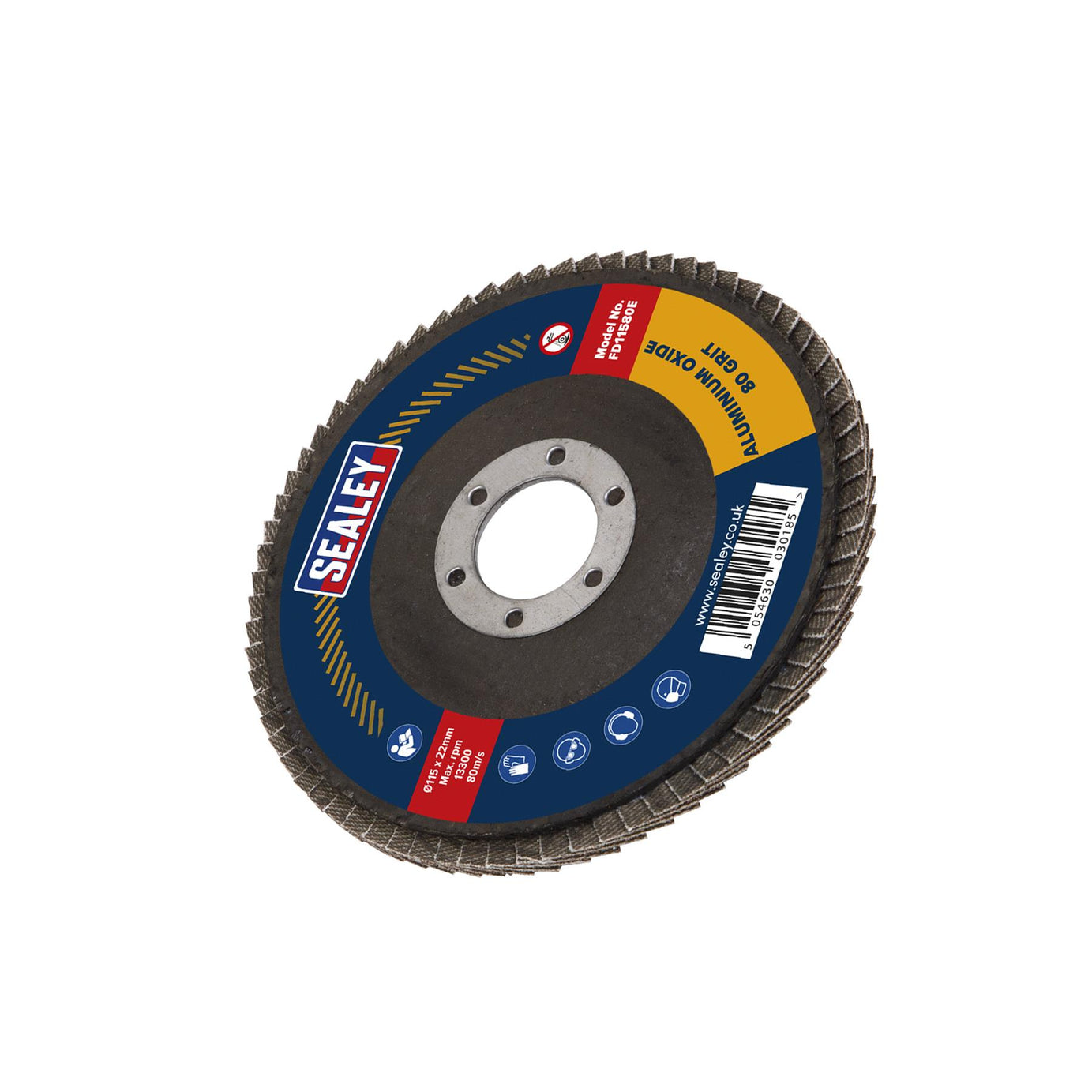 Sealey Flap Disc Aluminium Oxide Ø115mm Ø22mm Bore 80Grit