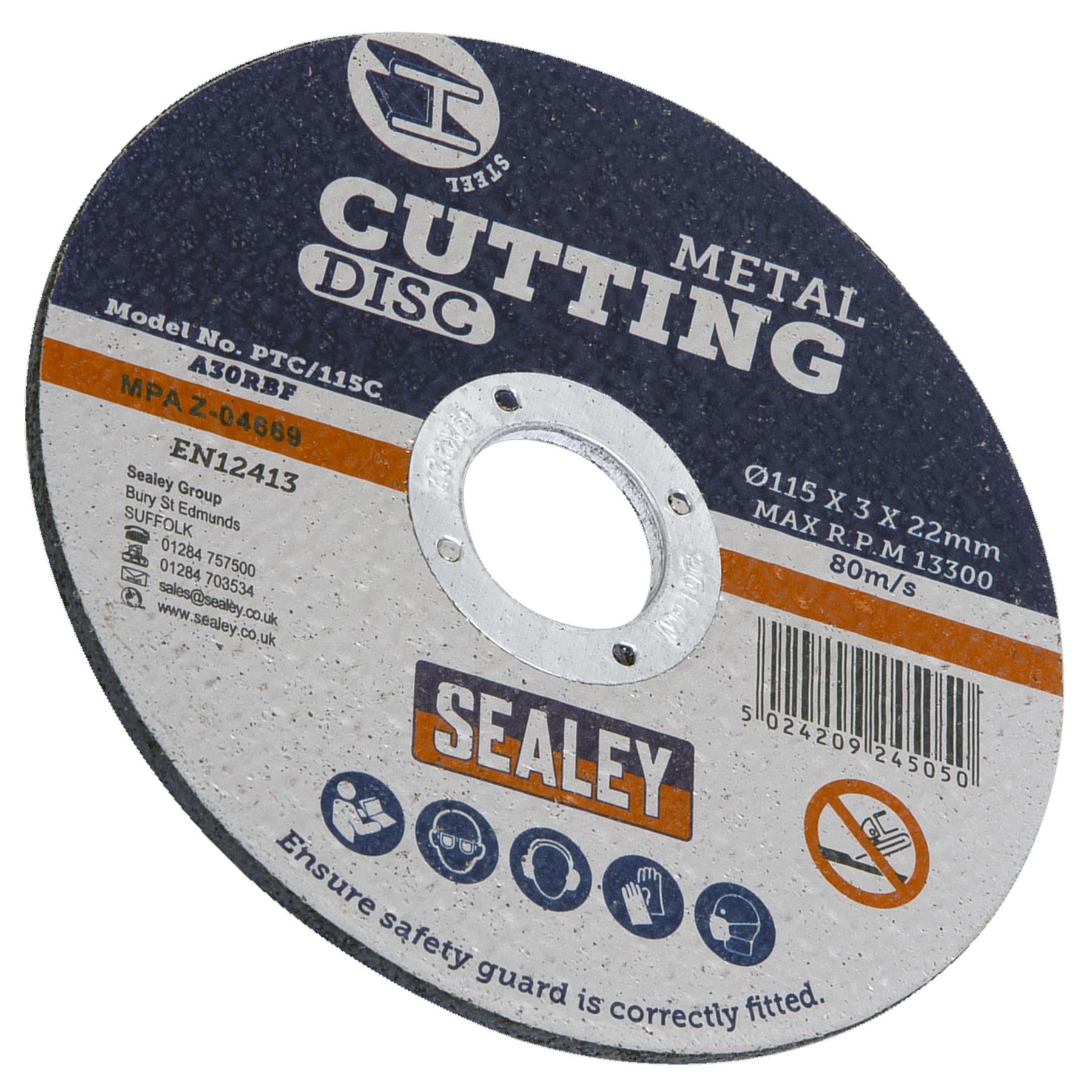 Sealey Cutting Disc 115 x 3mm 22mm Bore Grinding and cutting power tools
