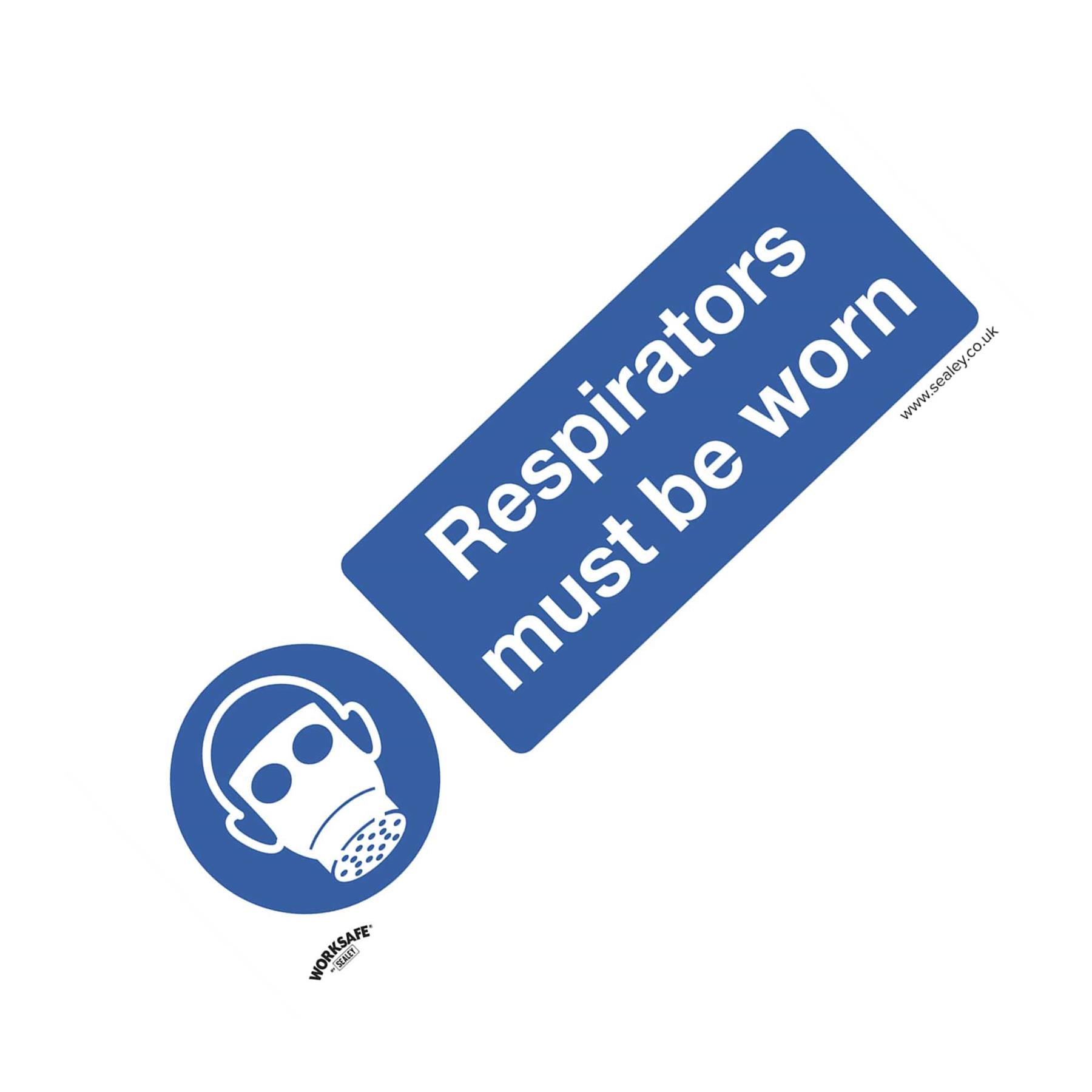 Mandatory Safety Sign - Respirators Must Be Worn - Rigid Plastic
