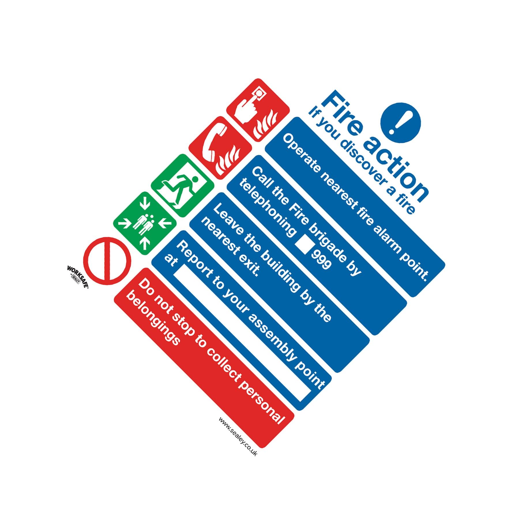 Safe Conditions Safety Sign - Fire Action Without Lift - Self-Adhesive Vinyl
