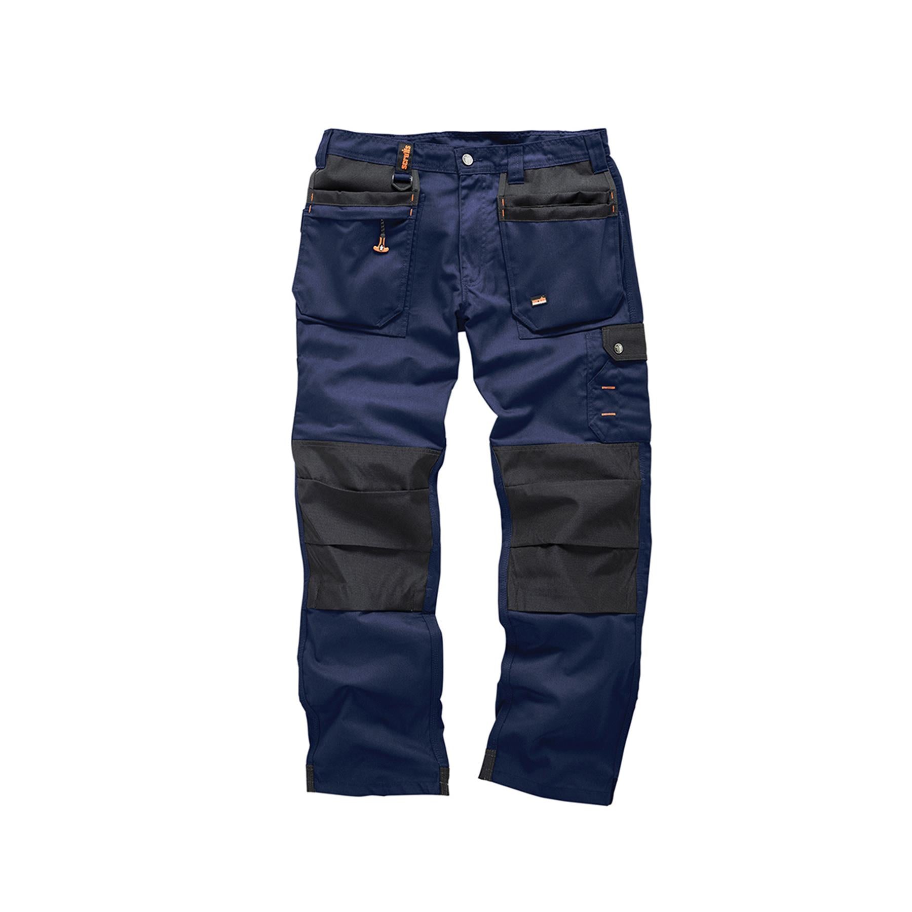 Scruffs Worker Plus Work Trousers 34R Navy Cargo Combat Hard Wearing Trouser