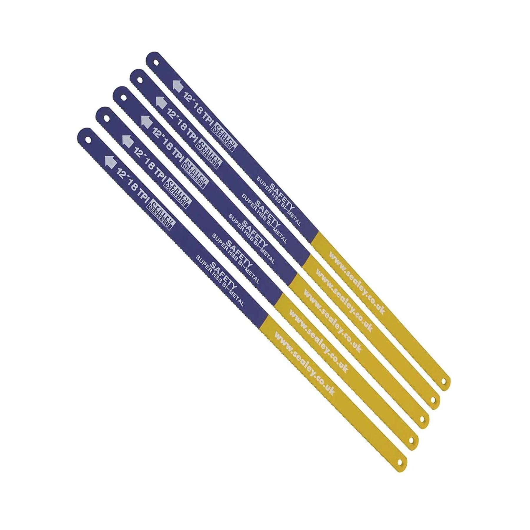 Sealey Hacksaw Blade 300mm HSS Bi-Metal 18tpi Pack of 5