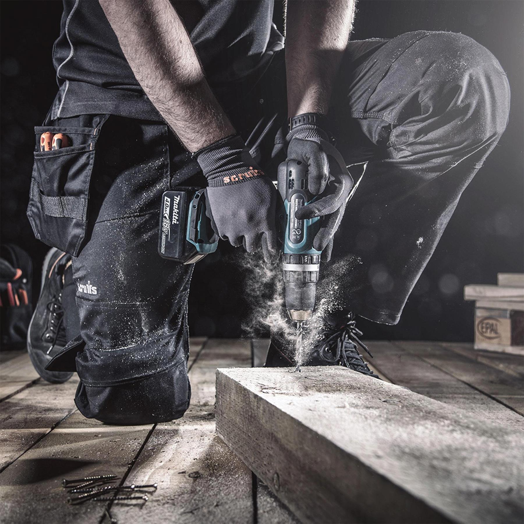 scruff Trade Flex Trouser Black Trousers 32" L Black Men's