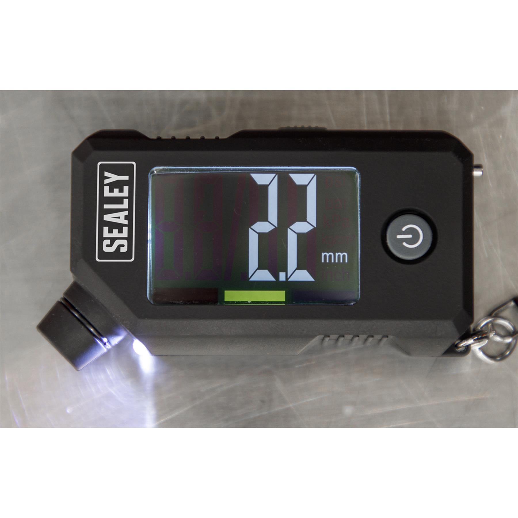 Sealey Digital Tyre Pressure & Tread Depth Gauge with LED