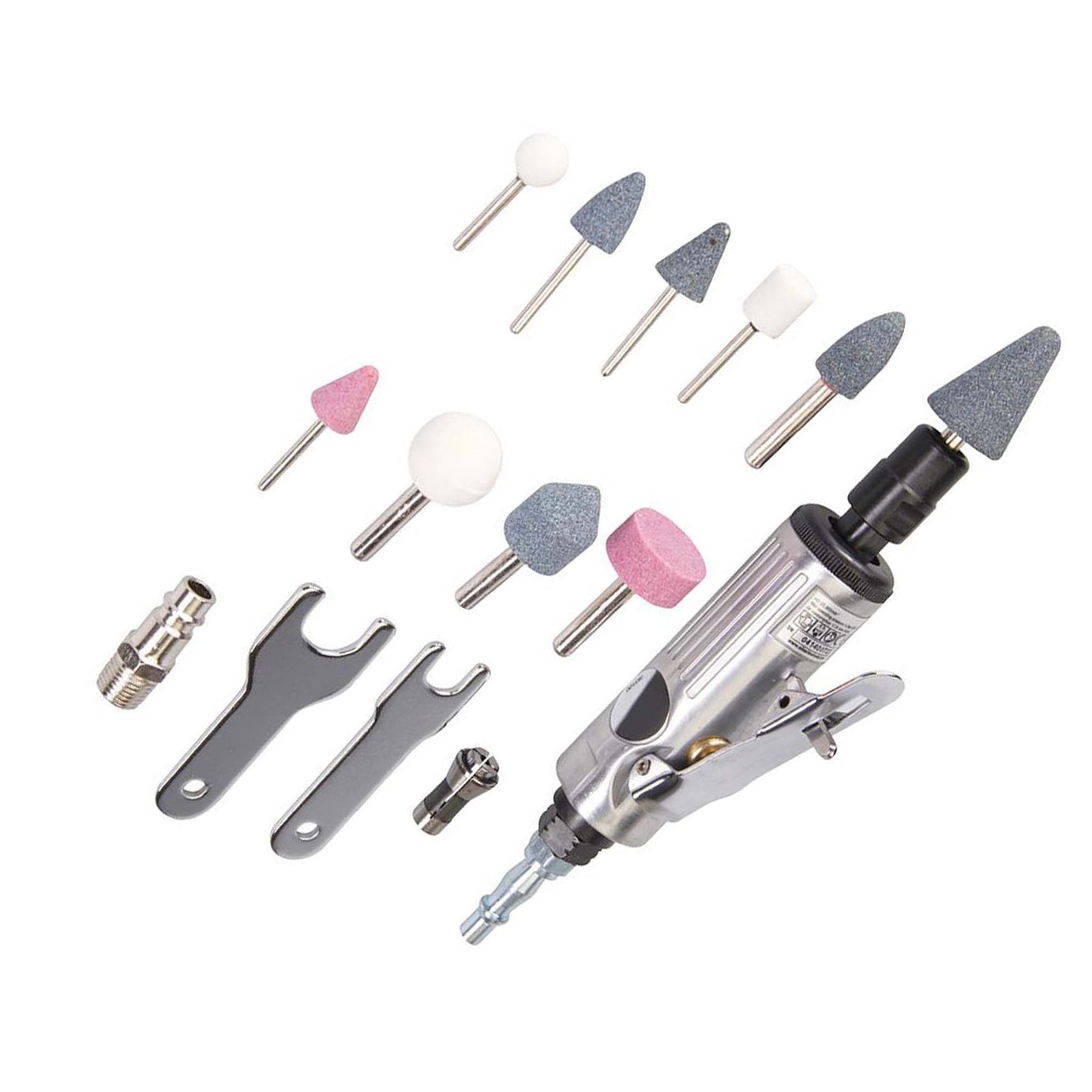 15 Piece Air Die Grinder Kit 160mm - All 1/4" & 1/8" Shank Burrs And Grindstones