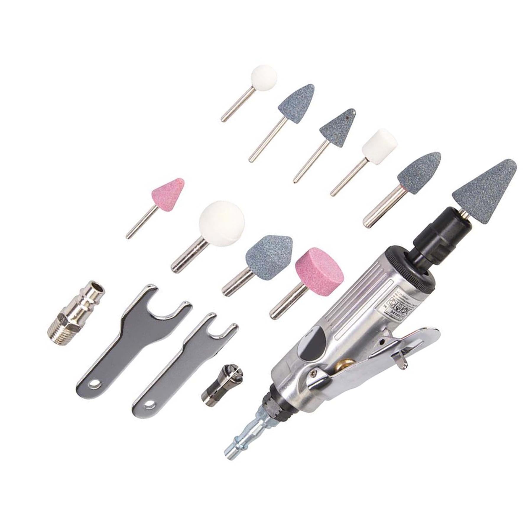 15 Piece Air Die Grinder Kit 160mm - All 1/4" & 1/8" Shank Burrs And Grindstones