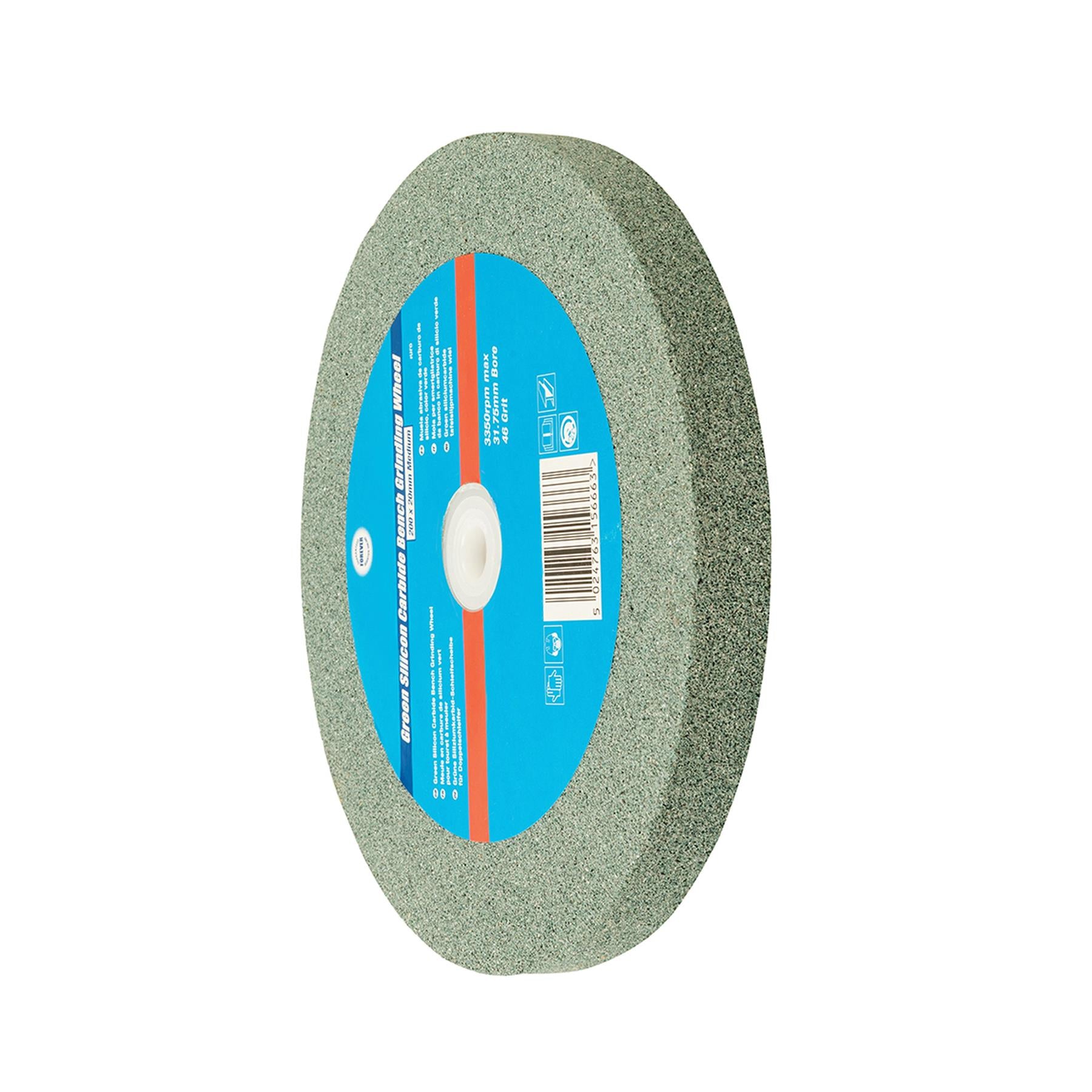 200 x 20mm Medium Green Silicon Carbide Bench Grinding Wheel Heavy Duty 46 Grit