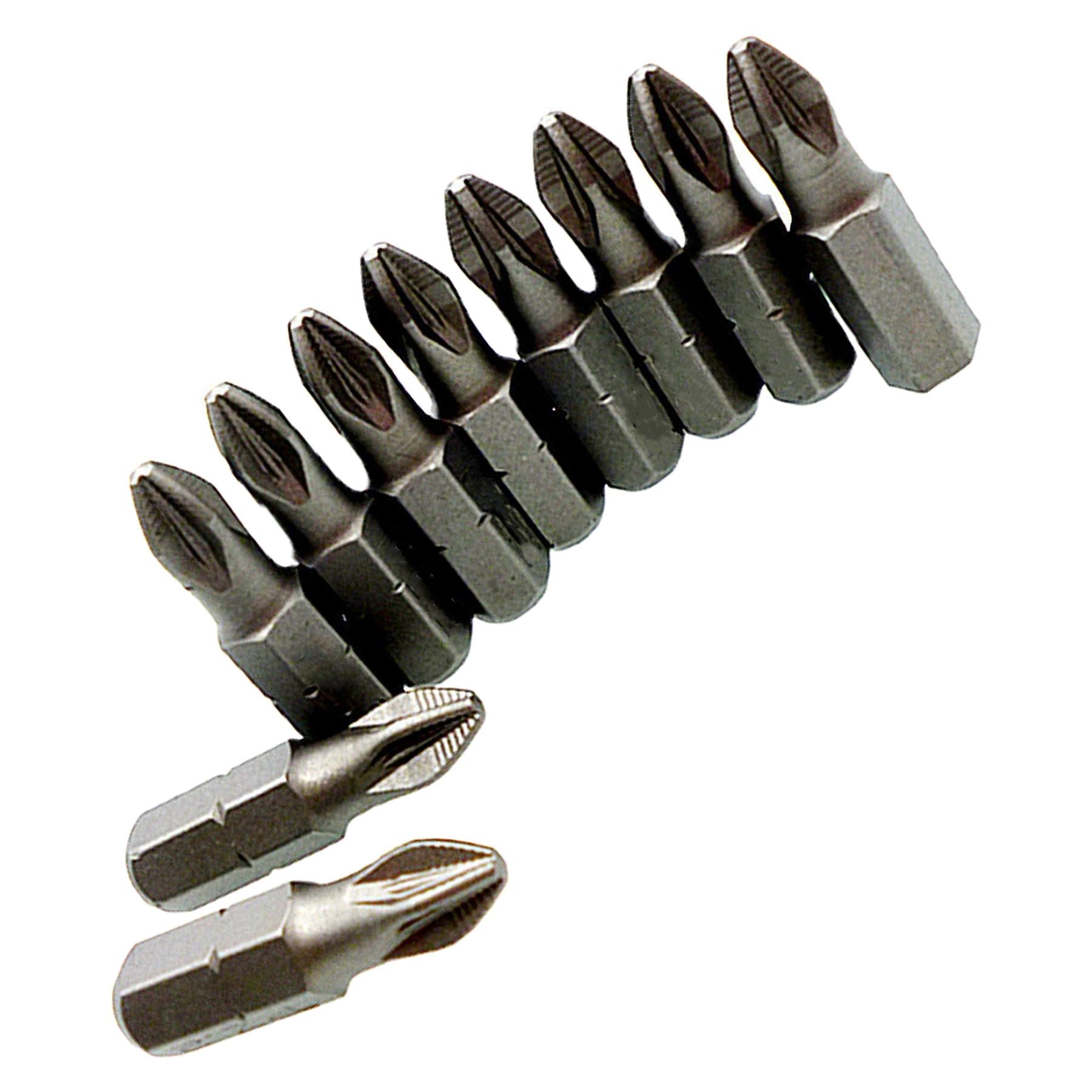 Pozidriv PZ2 Screwdriver Bits CRV Chrome Vanadium Steel 1/4" Hex Drive 10Pcs