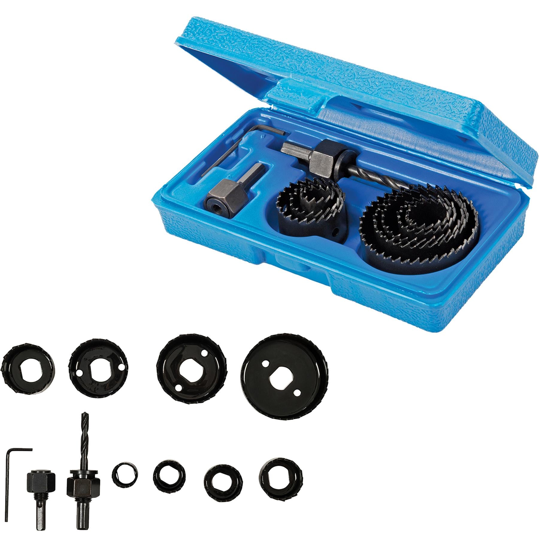 Holesaw Set 11pce 19 - 64mm Holesaw High Carbon Steel Body w/ Heat-Treated Teeth
