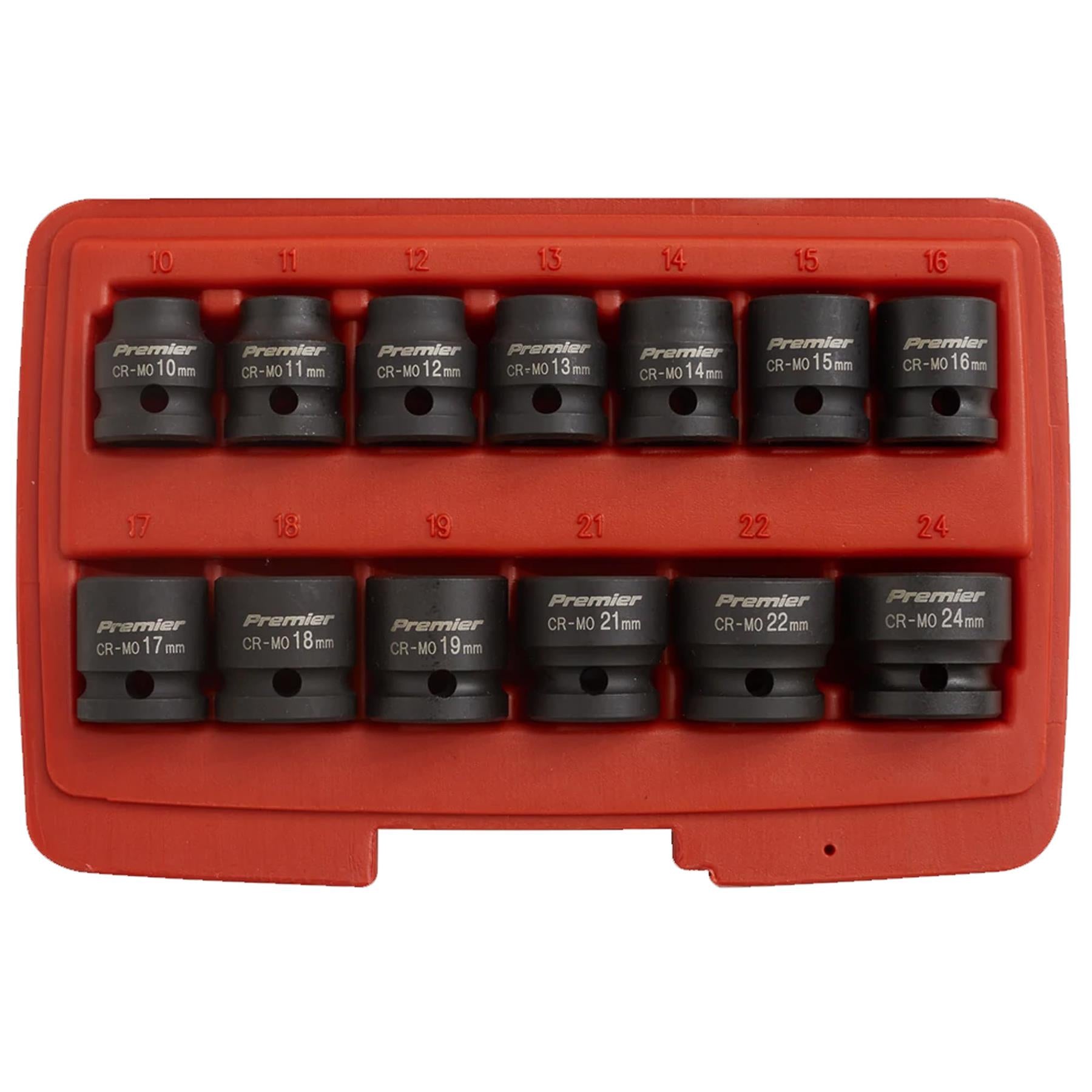 Sealey Impact Socket Set 13pc 1/2"Sq Drive Low Profile Metric