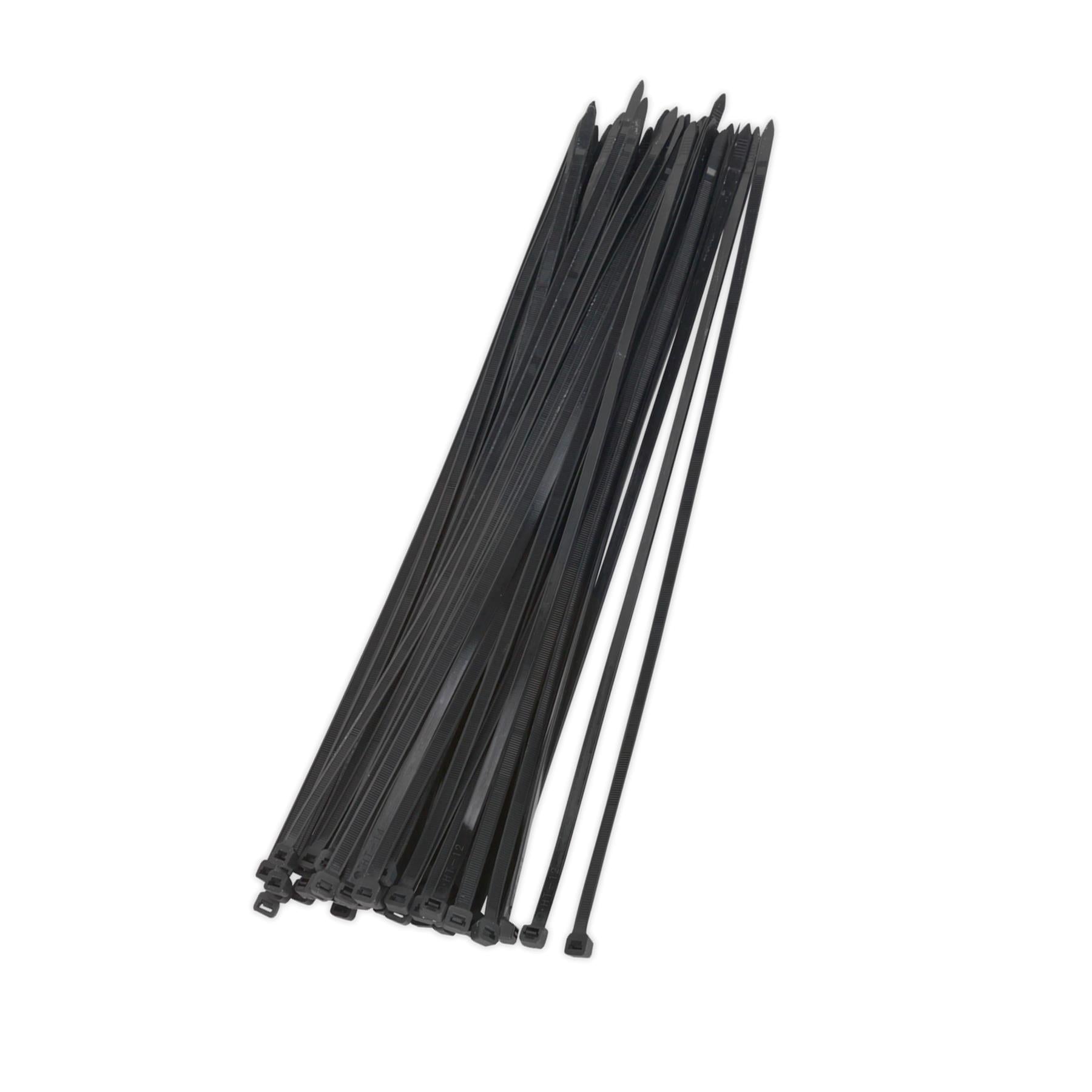 Sealey Cable Ties Nylon Zip Tie Wraps Strong Long 450 x 7.6mm Black Pack of 50
