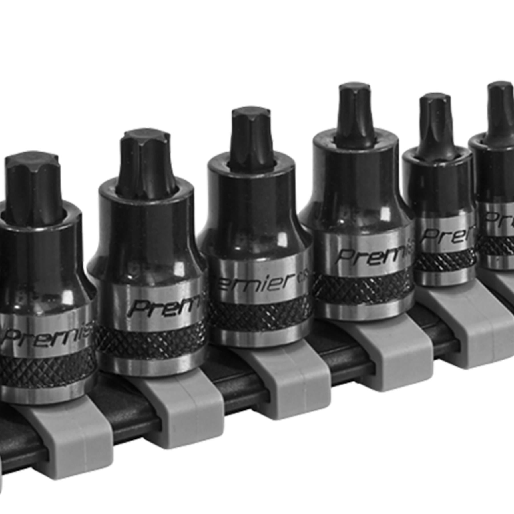 Sealey TRX-Star* Socket Bit Set 12pc Stubby 1/4", 3/8" & 1/2"Sq Drive Black Series