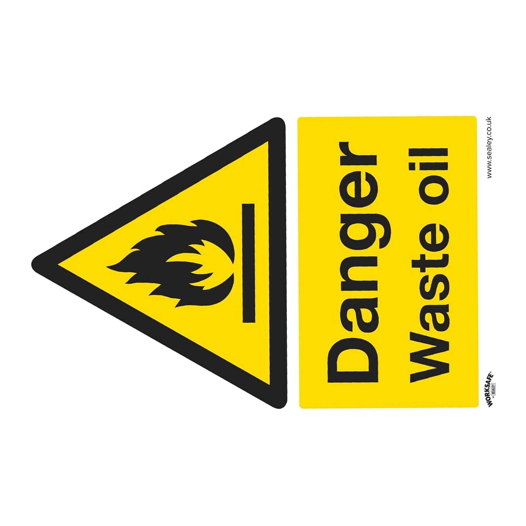 Warning Safety Sign - Danger Waste Oil - Self-Adhesive Vinyl