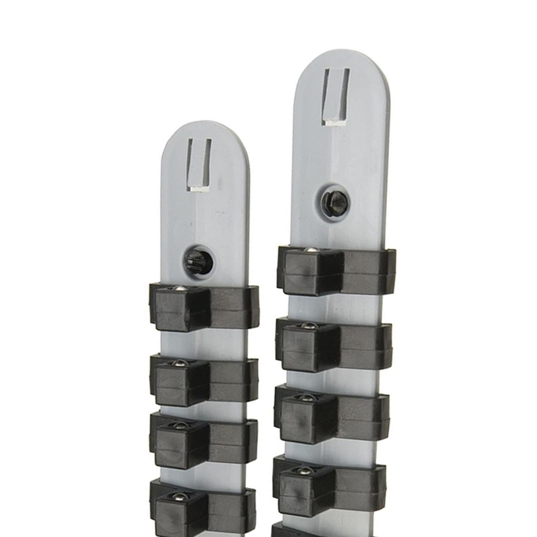3/8" Drive Socket Holder Storage Organiser Rail Set - 16 Clips For Wall Mounting