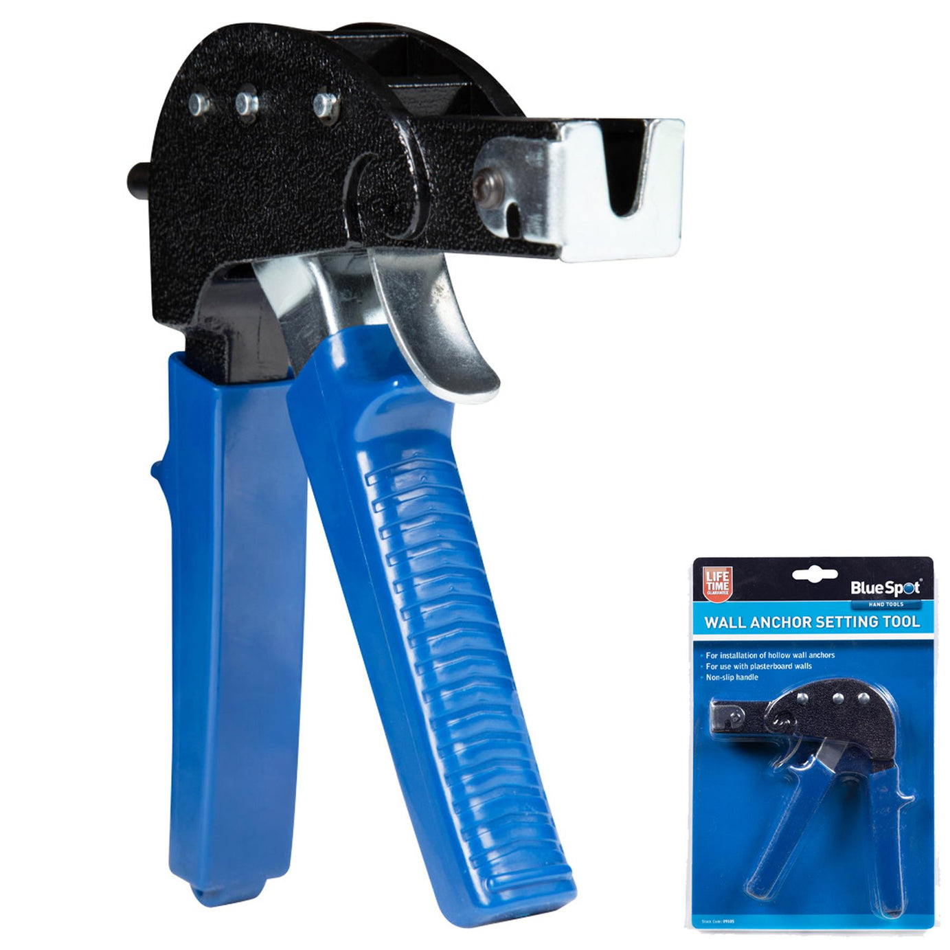 BlueSpot Setting Tool Gun Hollow Cavity Wall Plug Anchor Plasterboard Fixing Non Slip Handle