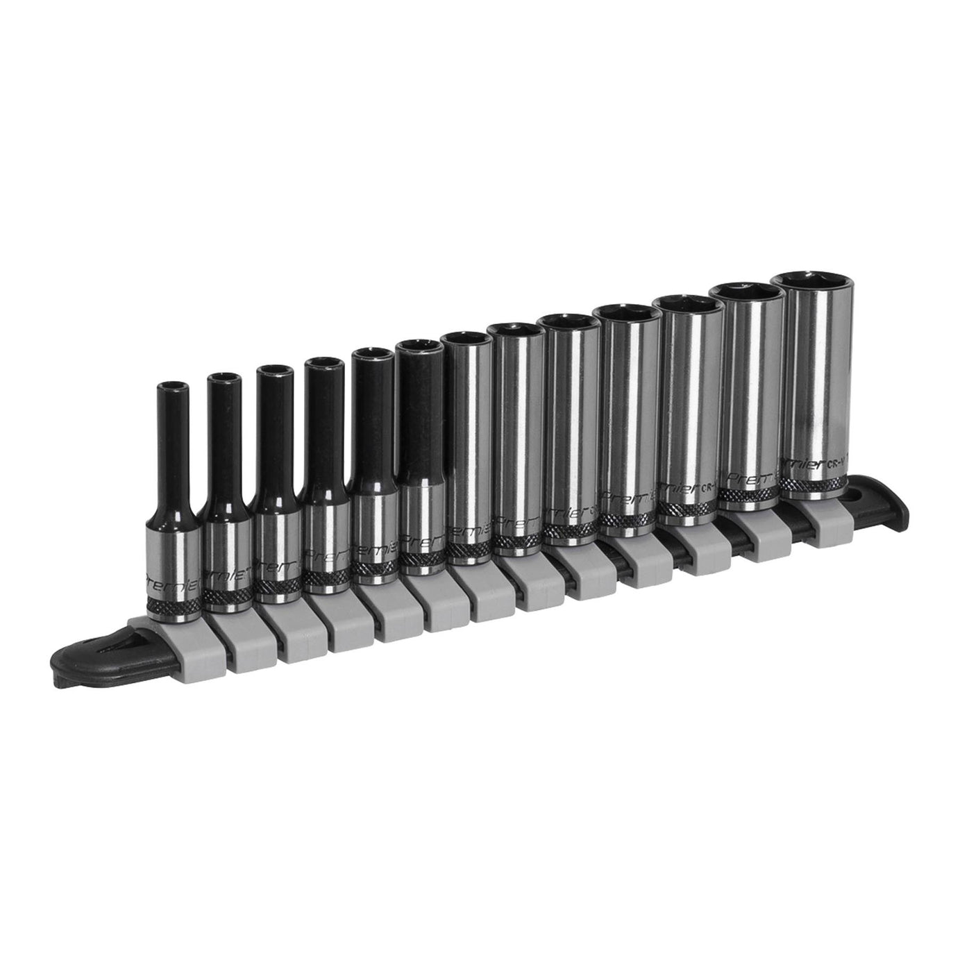 Sealey Socket Set Deep 13pc 1/4"Sq Drive Metric - Black Series