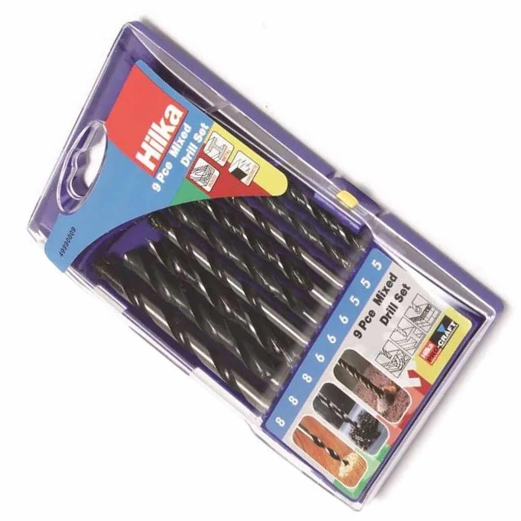 9Pc Mixed Drill Bit Set Masonry Wood Metal Concrete 5mm-8mm