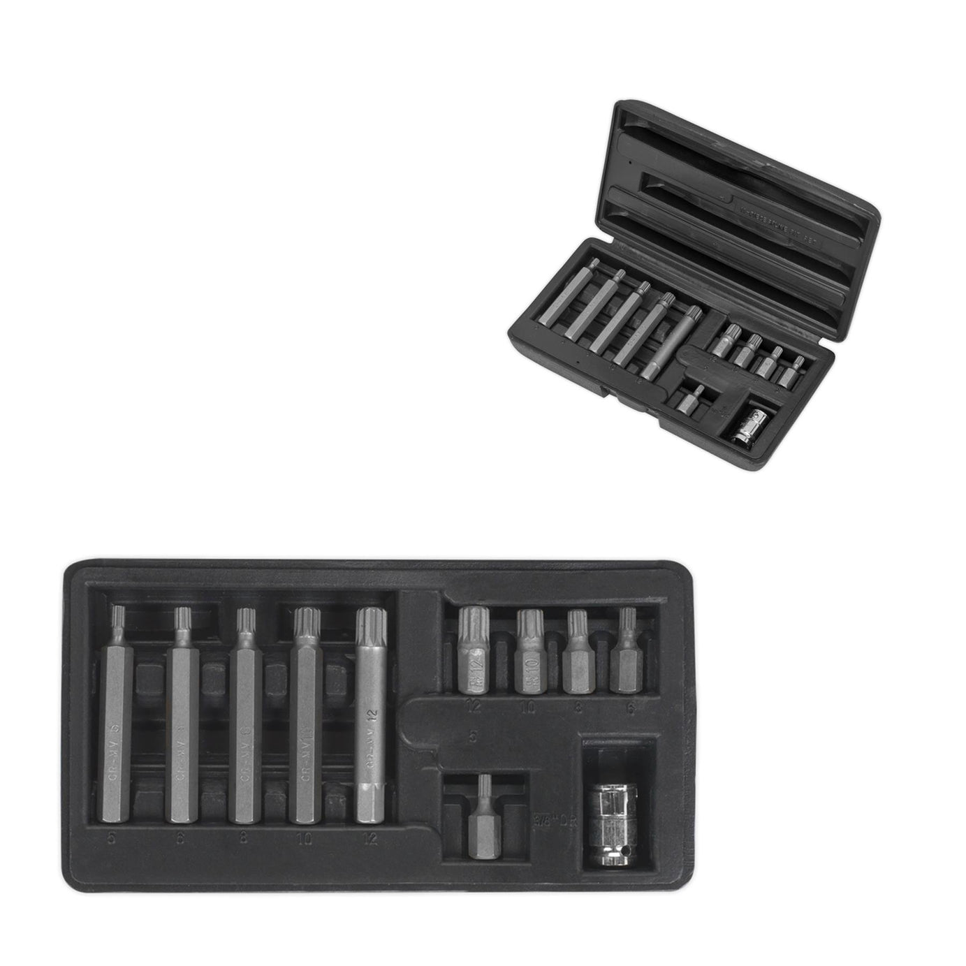 Sealey Spline Bit & Holder Set 11pc - 3/8"Sq Drive