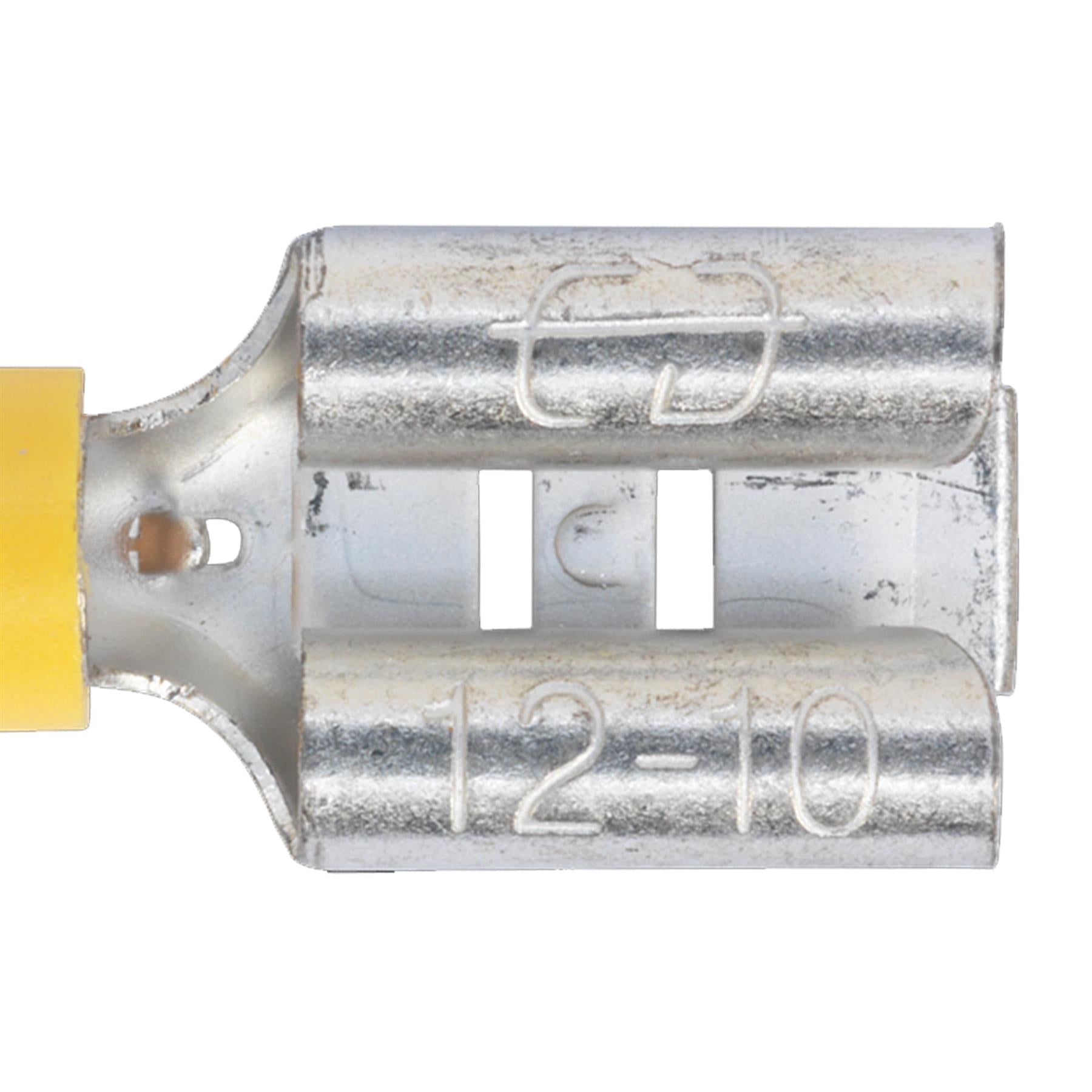 Push-On Terminal 9.5mm Female Yellow Pack of 100 Sealey
