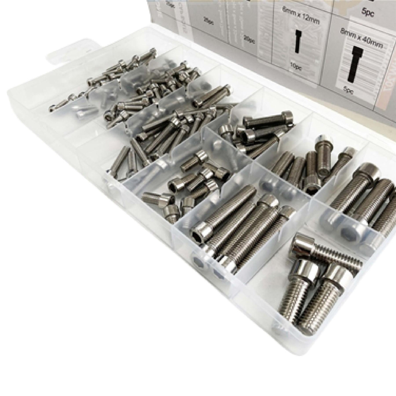 106Pcs Assorted Stainless Steel Hex Screws 201 S/S Hex Cap Bolts and Nuts