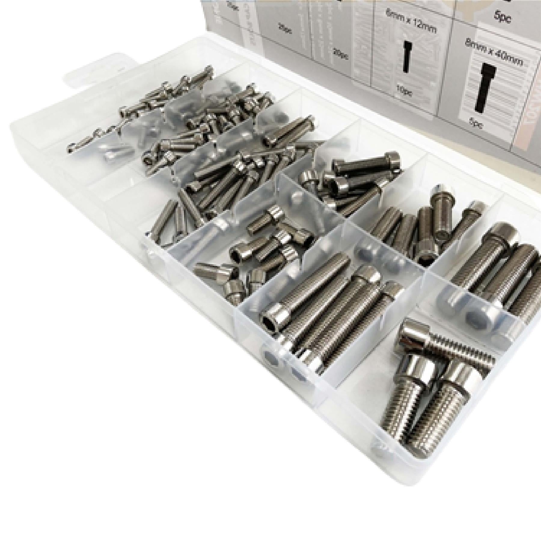 106Pcs Assorted Stainless Steel Hex Screws 201 S/S Hex Cap Bolts and Nuts