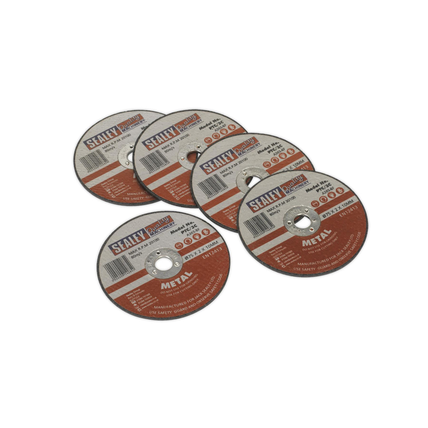 Sealey Cutting Disc Ø75 x 2mm Ø10mm Bore Pack of 5