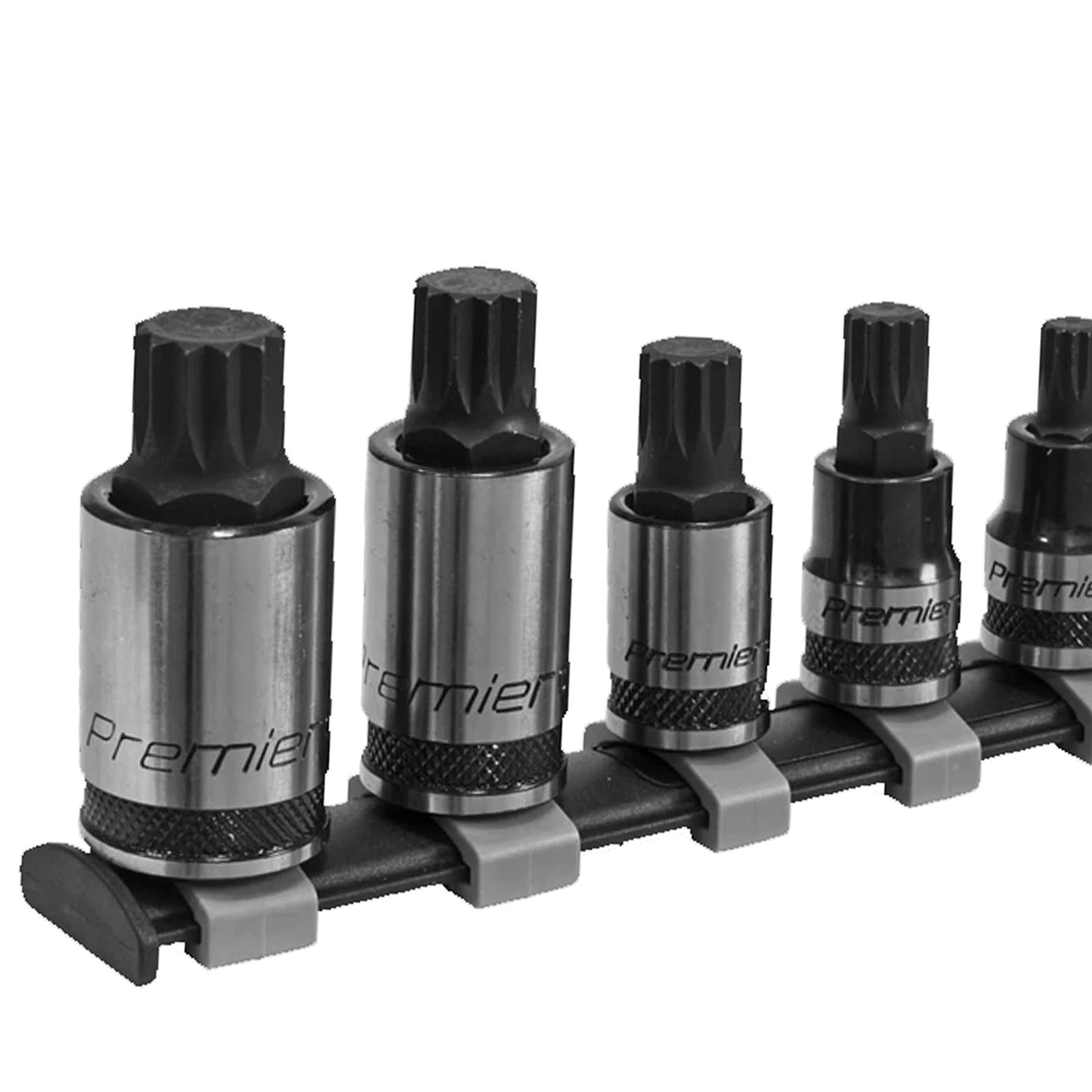 Sealey Spline Socket Bit Set 8pc 1/4", 3/8", 1/2"Sq Dr Black Series