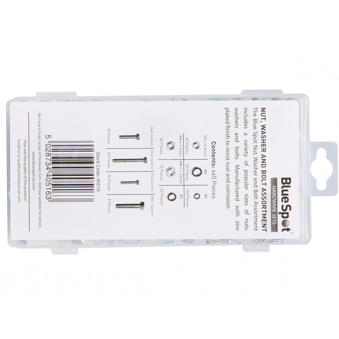 M3 M4 M5 M6 M8 Bluespot 460pce High-quality Tensile Bolt Zinc Nyloc Nuts Washer