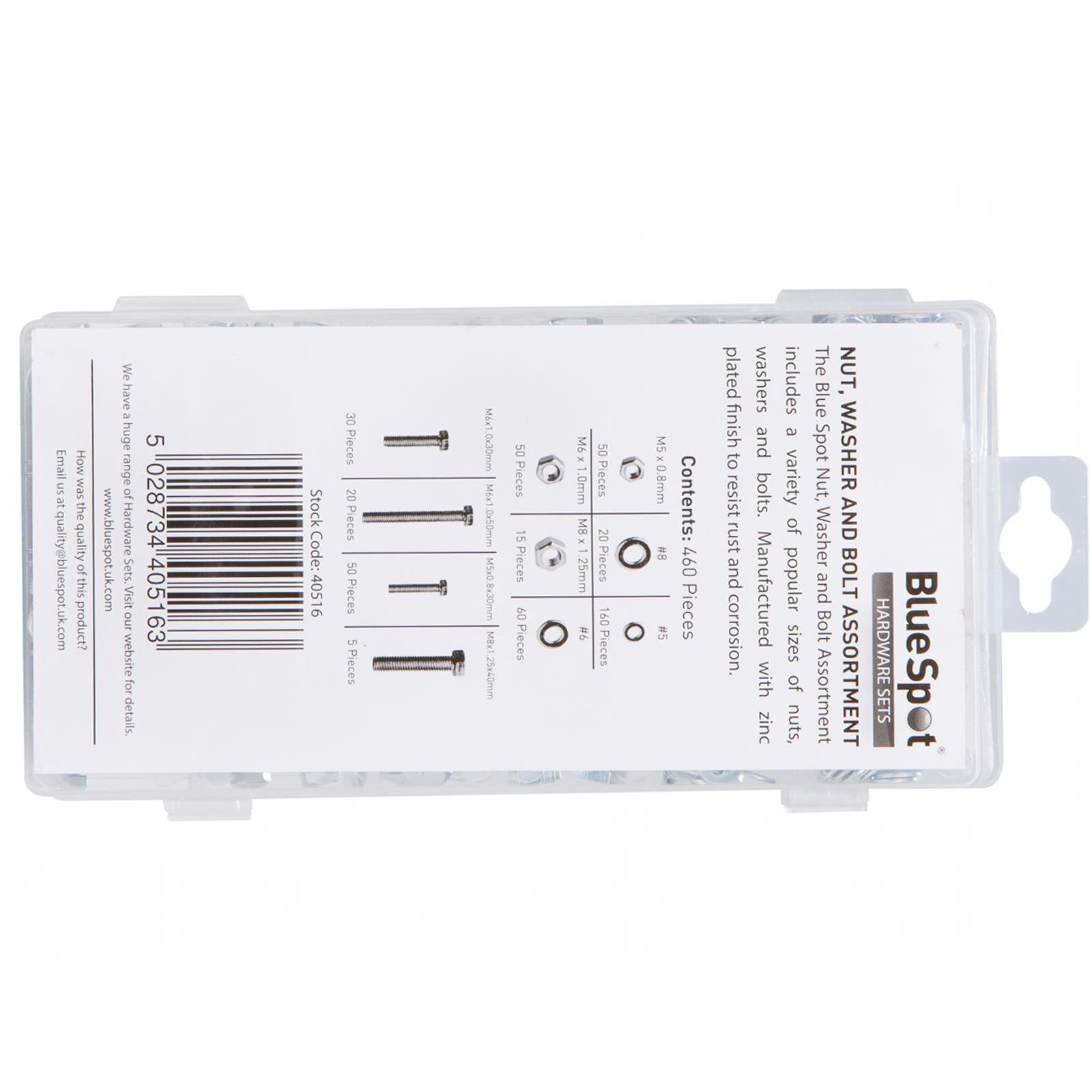 M3 M4 M5 M6 M8 Bluespot 460pce High-quality Tensile Bolt Zinc Nyloc Nuts Washer