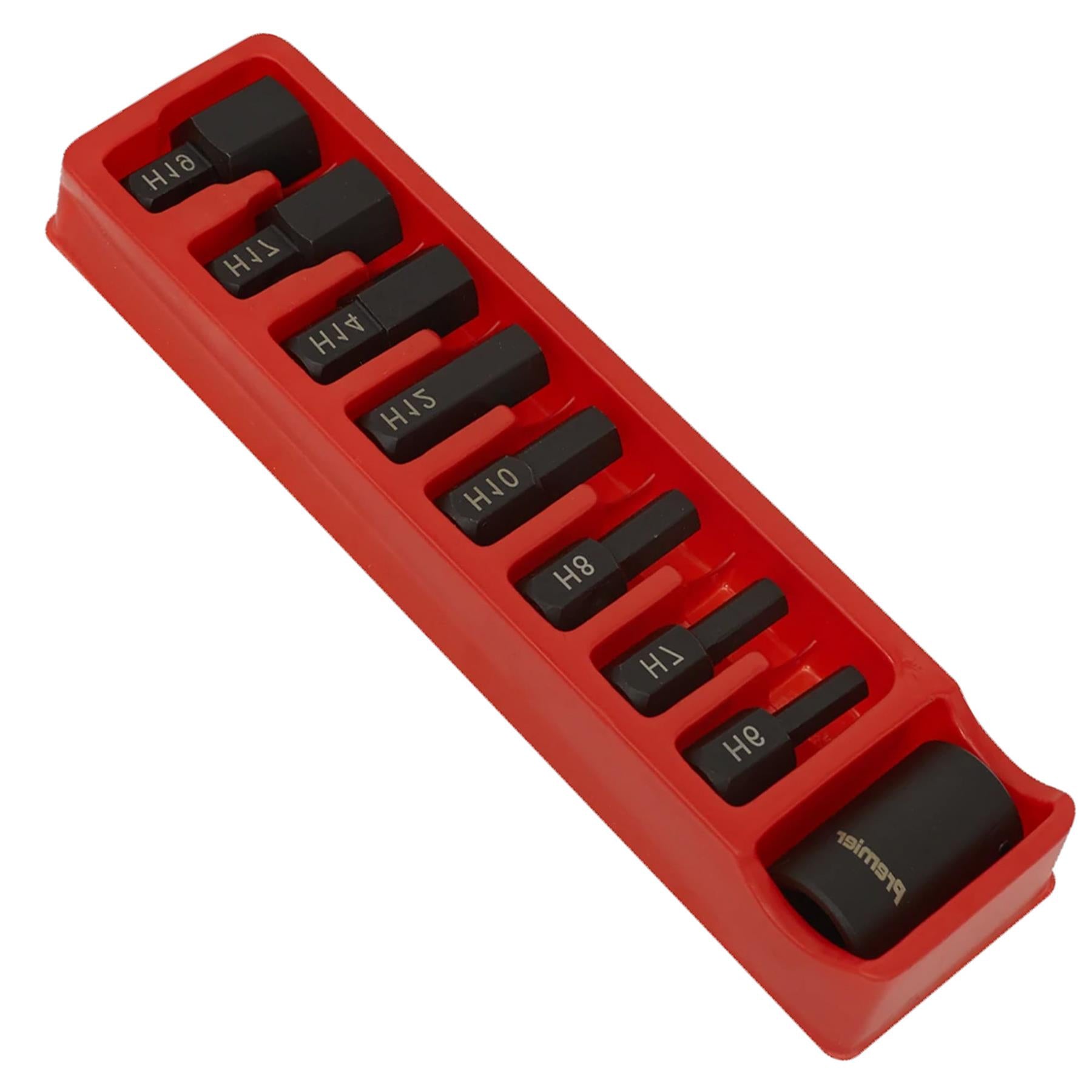 Sealey Impact Hex Bit & Holder Set 9pc 1/2"Sq Drive
