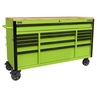 Sealey 15 Drawer Mobile Trolley with Wooden Worktop 1549mm