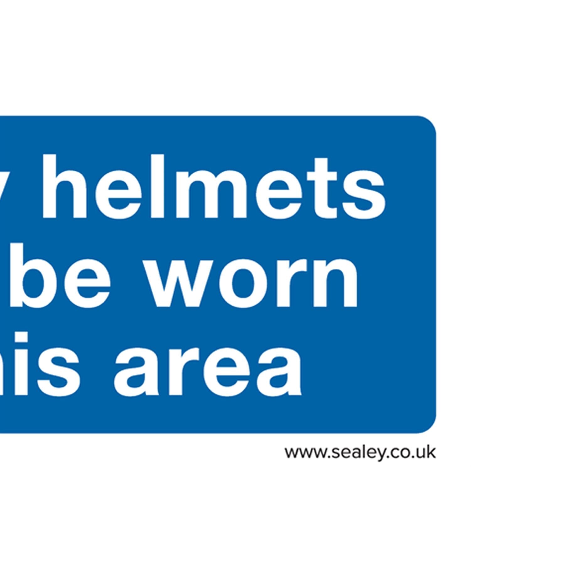Mandatory Safety Sign - Safety Helmets Must Be Worn In This Area - Self-Adhesive Vinyl