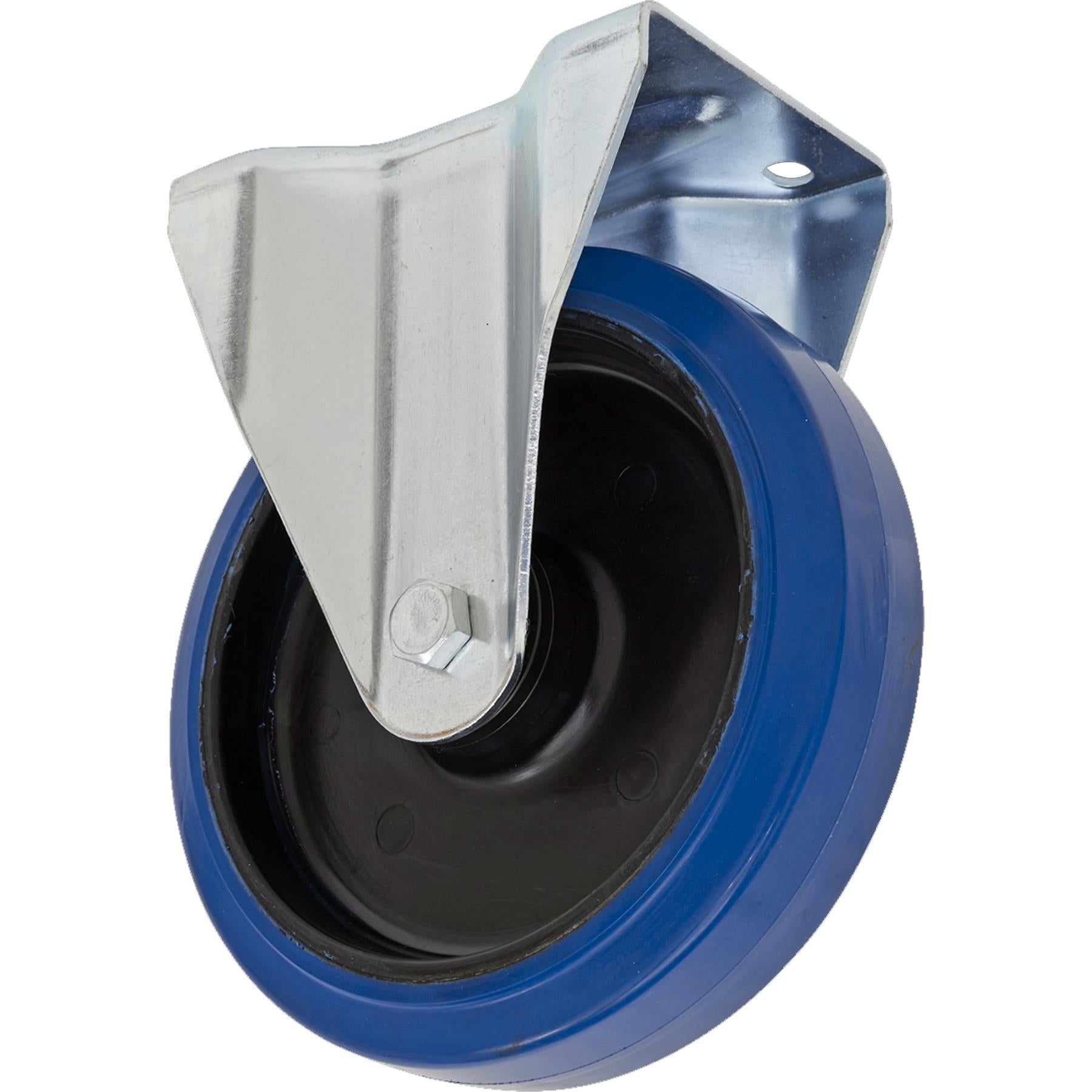 Sealey Heavy-Duty Blue Elastic Rubber Fixed Castor Wheel 200mm