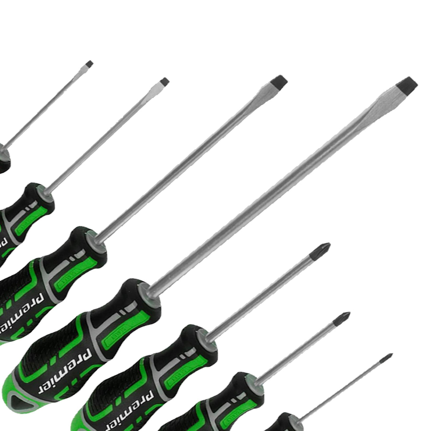 Sealey Slotted Pozi Magnetic Screwdriver Set GripMax 7 pce 75-200mm Hi Vis Green