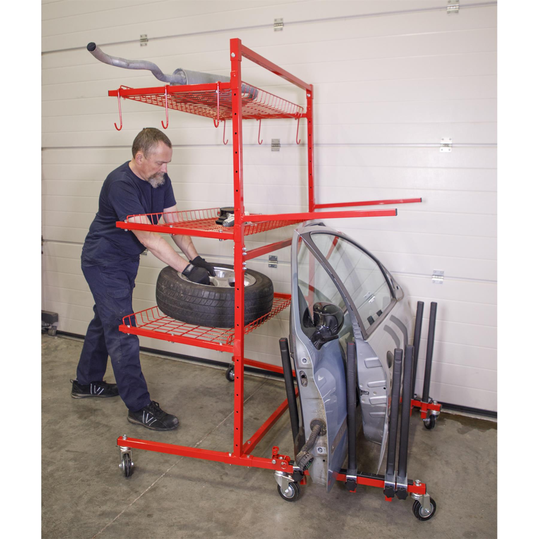 Sealey Parts Cart with Panel Train windscreens, sheet metals