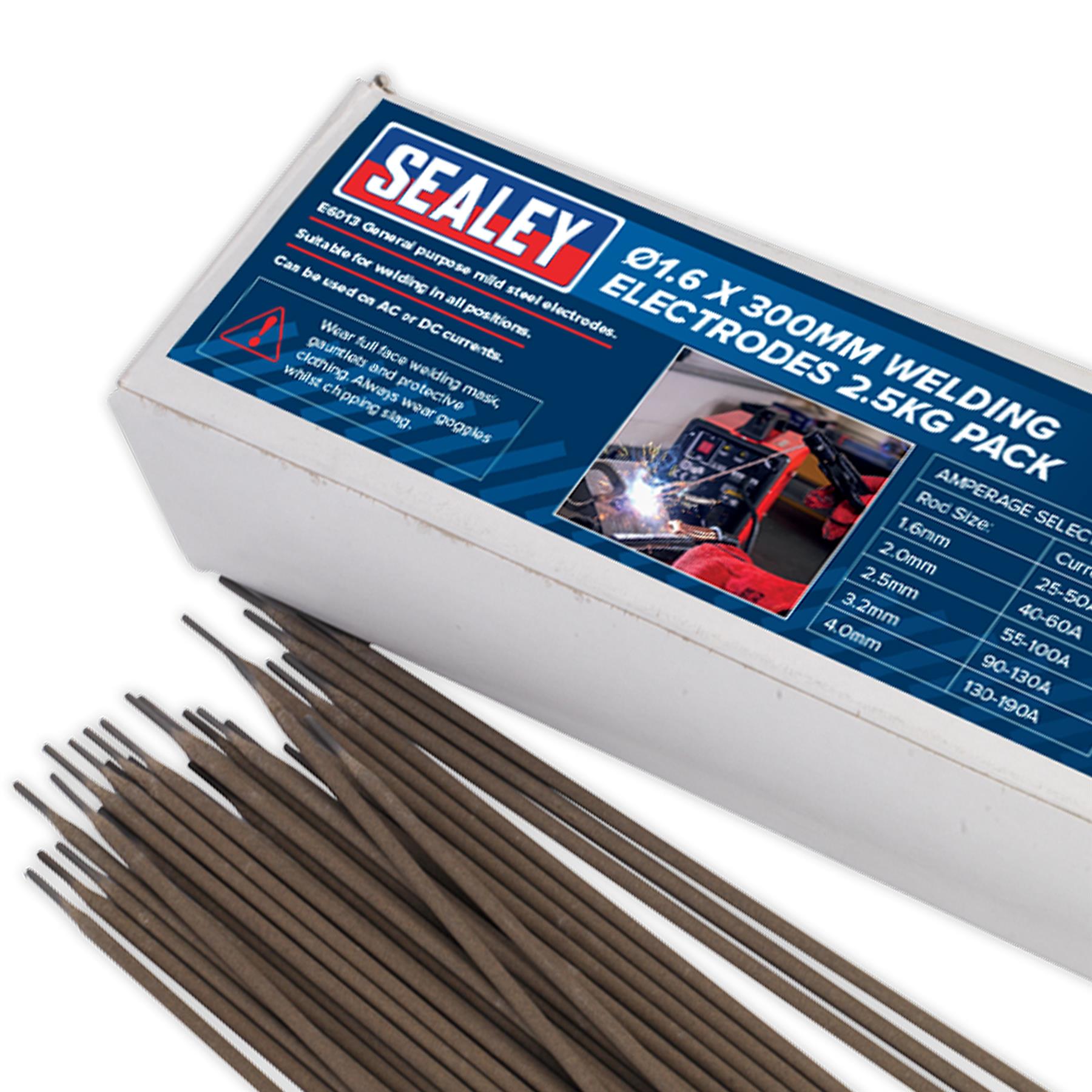 Welding Electrodes 1.6 x 3000mm 2.5kg Pack mild steel Sealey