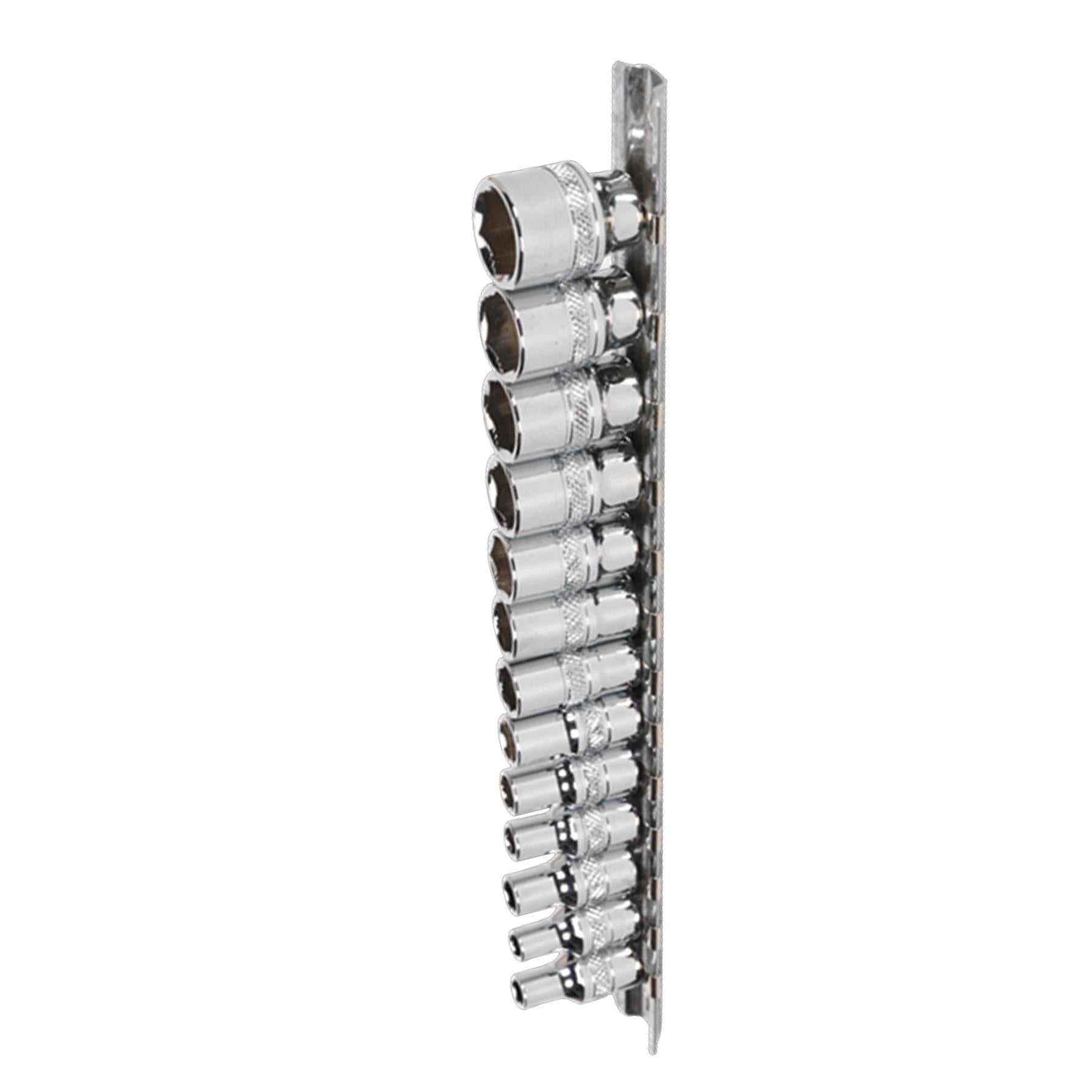 Sealey Lock-On Socket Set 1/4" Sq Dr 13pc 4 -14mm 6pt Metric Long Reach