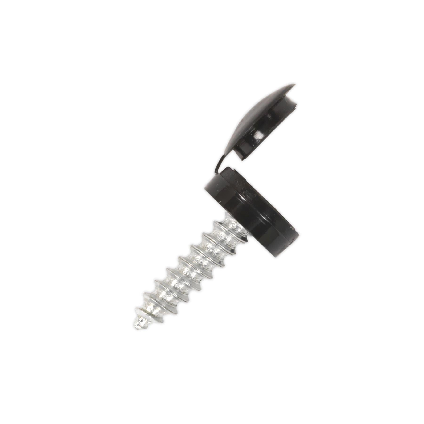 Sealey Numberplate Screw & Flip Cap 4.2 x 19mm Black Pack of 50