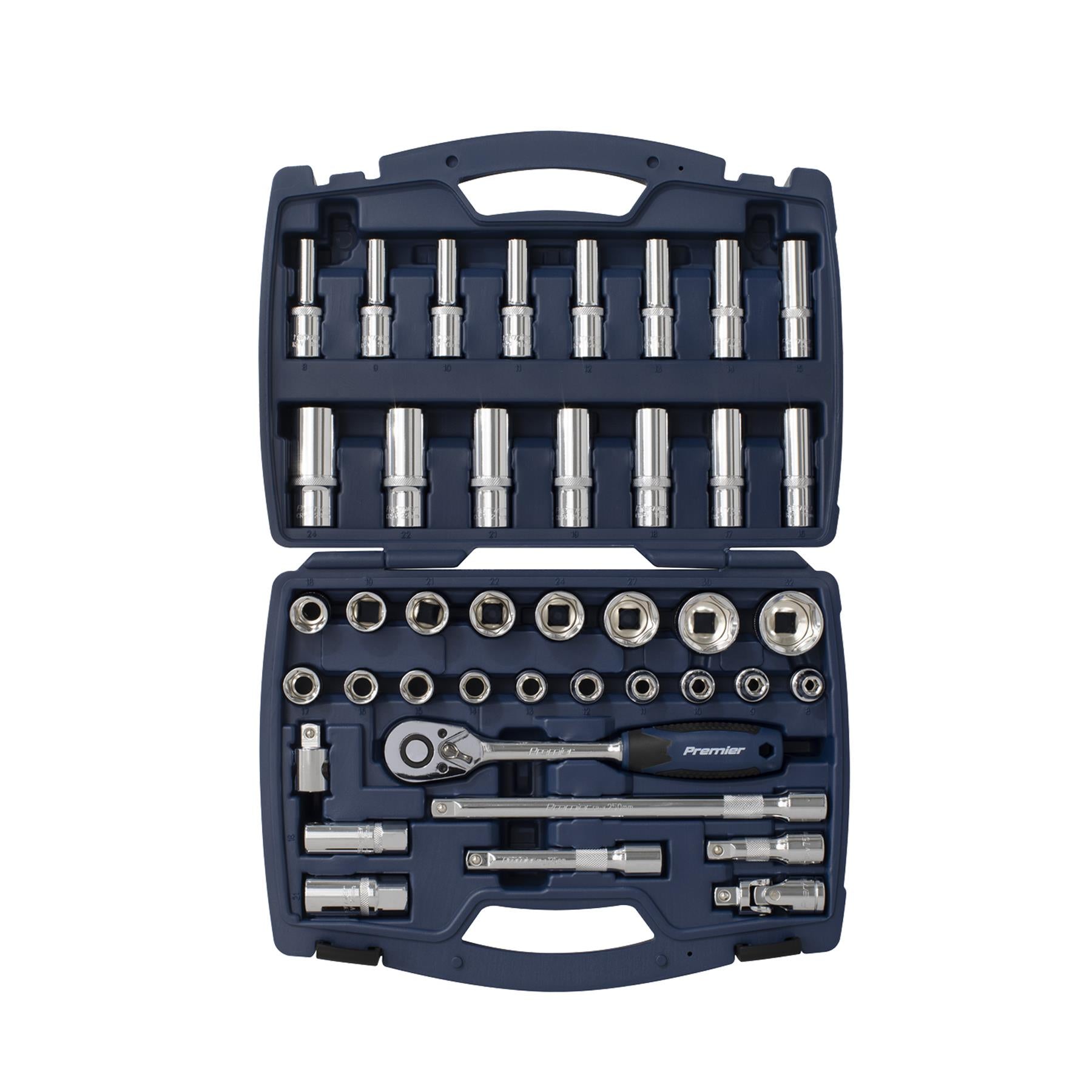 Sealey Socket Set 41pc 1/2"Sq Drive WallDrive® Metric Premier Carry Case