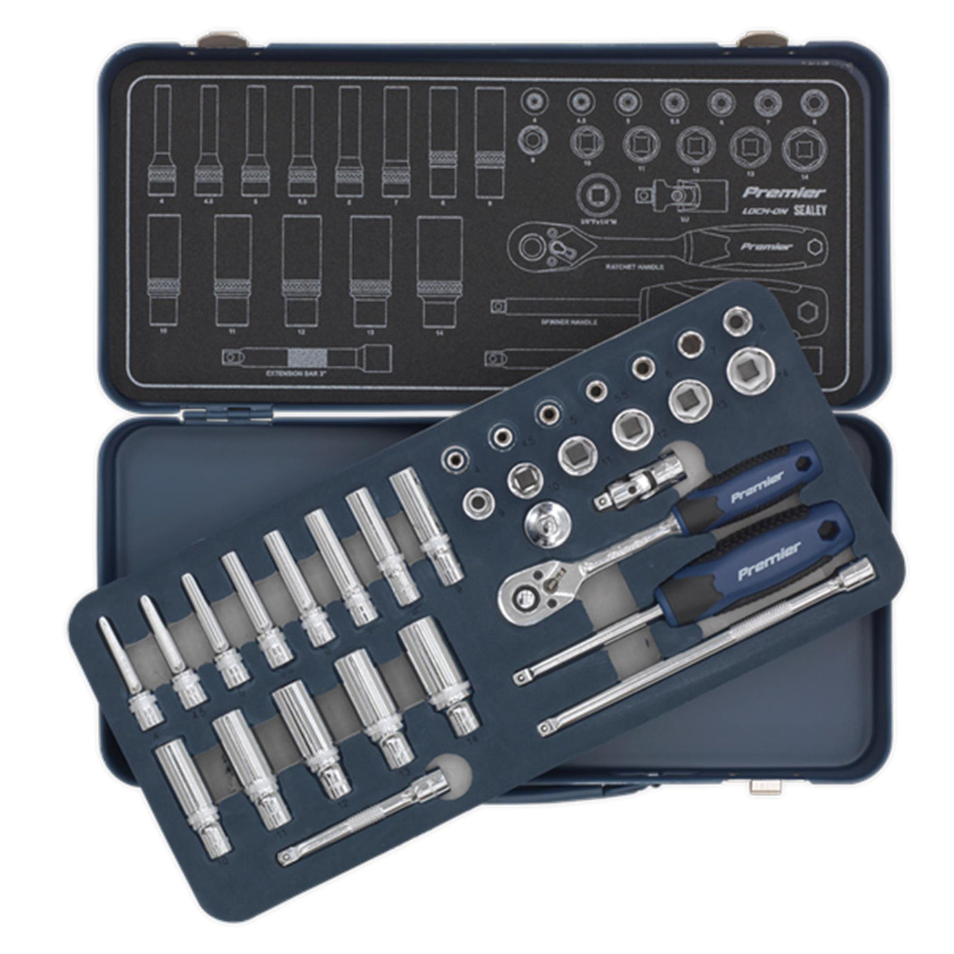Sealey Socket Set 32pc Professional Lock-On Socket Set 1/4"Sq Drive Metric 6pt