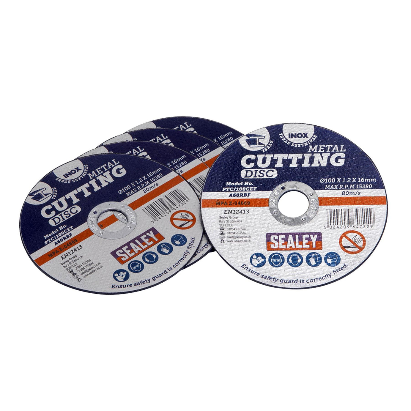 Sealey Cutting Disc �100 x 1.2mm 16mm Bore Pack of 5