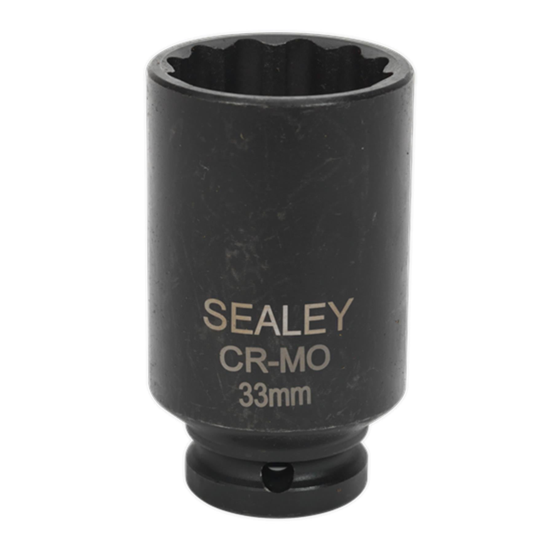 Sealey Impact Socket 33mm 12pt Bi-Hex Deep 1/2"Sq Drive